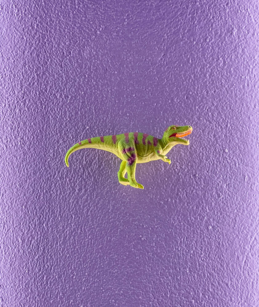 Dinosaur-themed design in a low-budget restaurant.