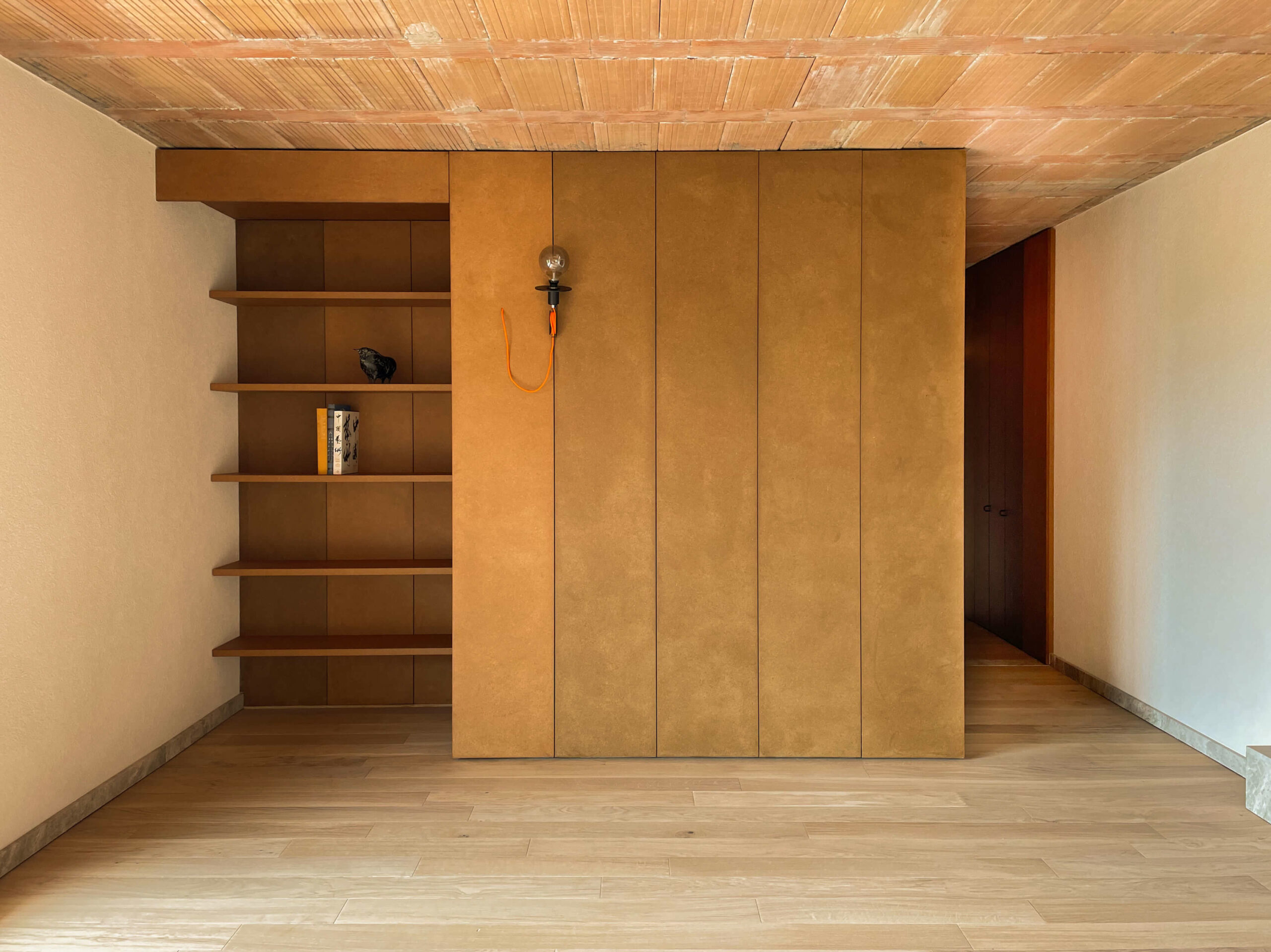 Elegant MDF library in the apartment design.