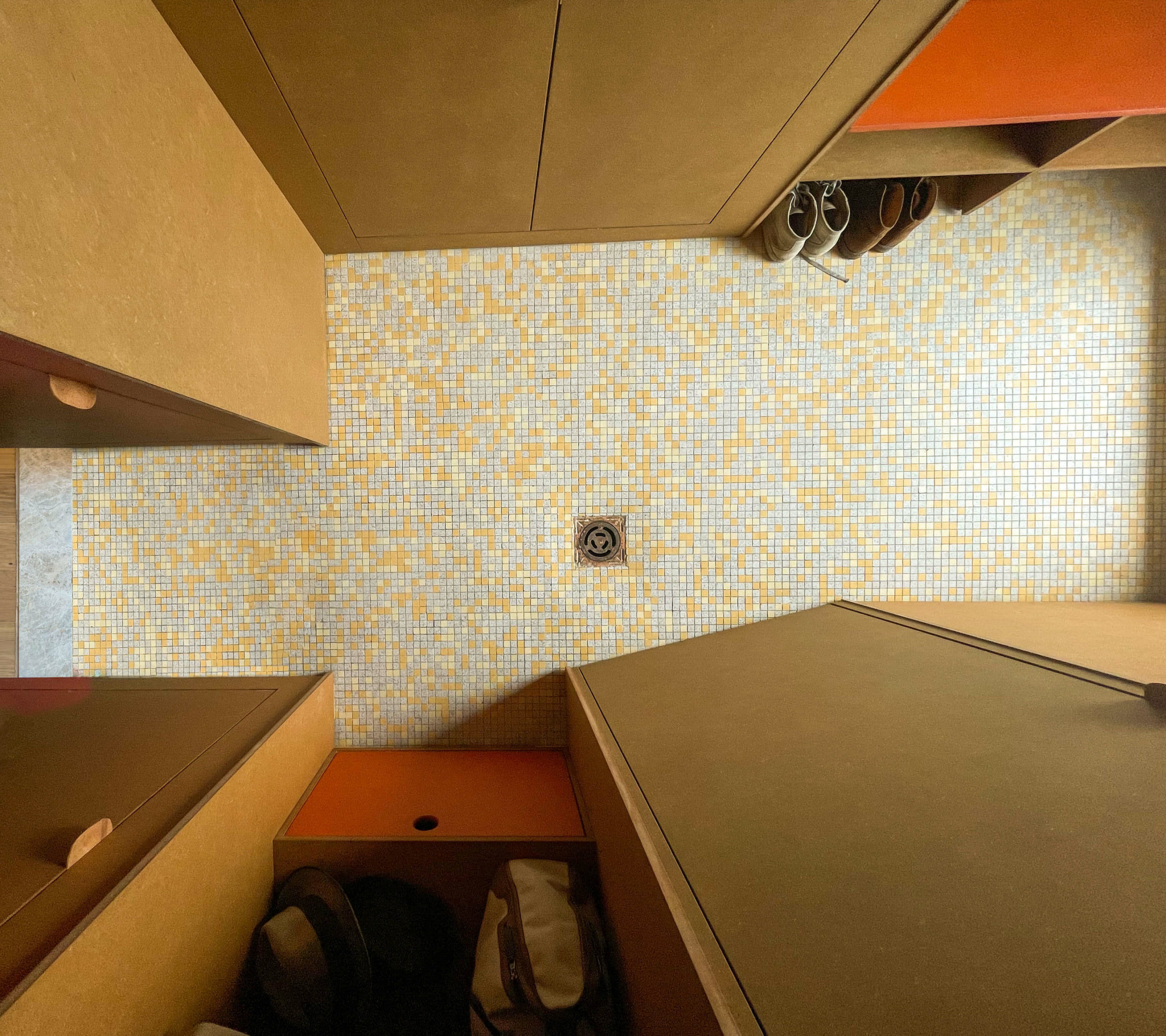 Original vintage pavement in the apartment renovation.