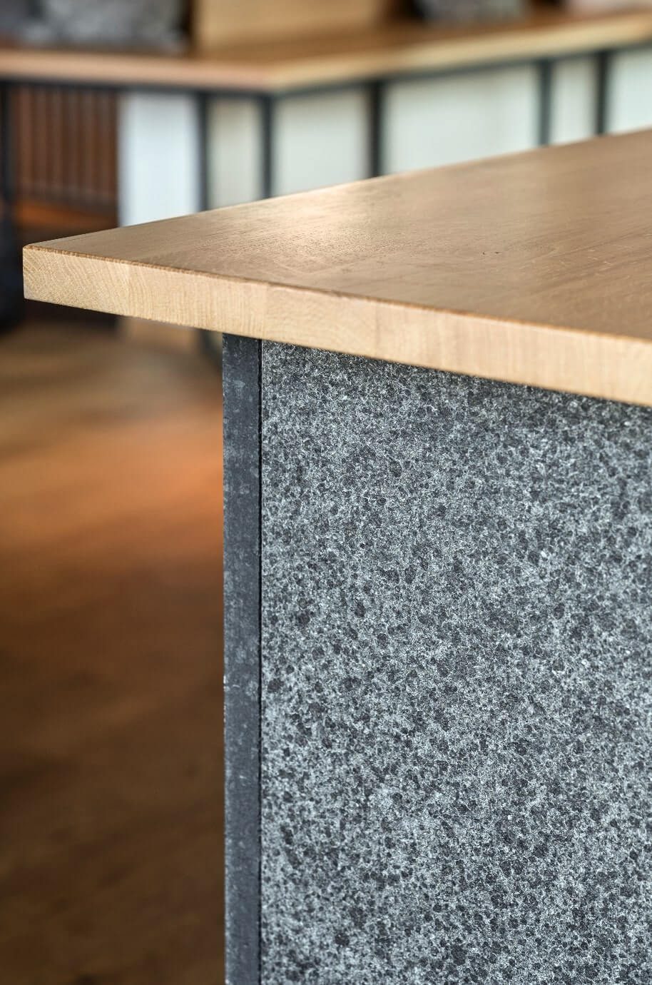 Sleek elevated counter in the bar area.