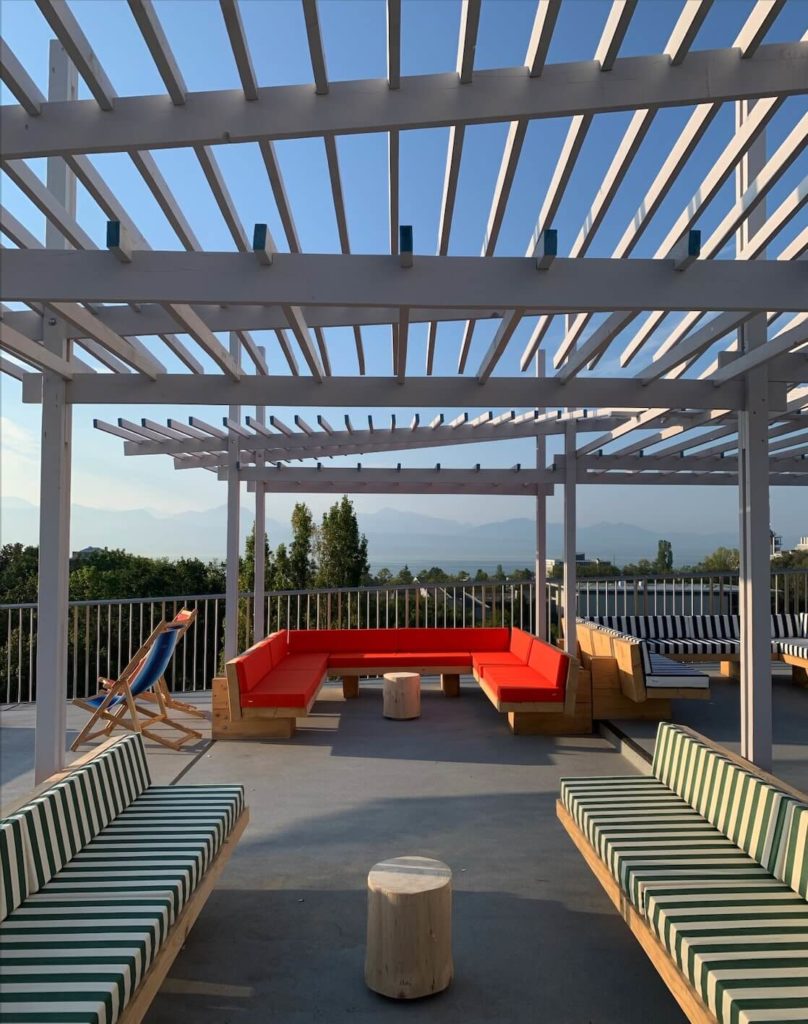 Relaxing Deckchair at Rooftop Bar Perchoir Lausanne