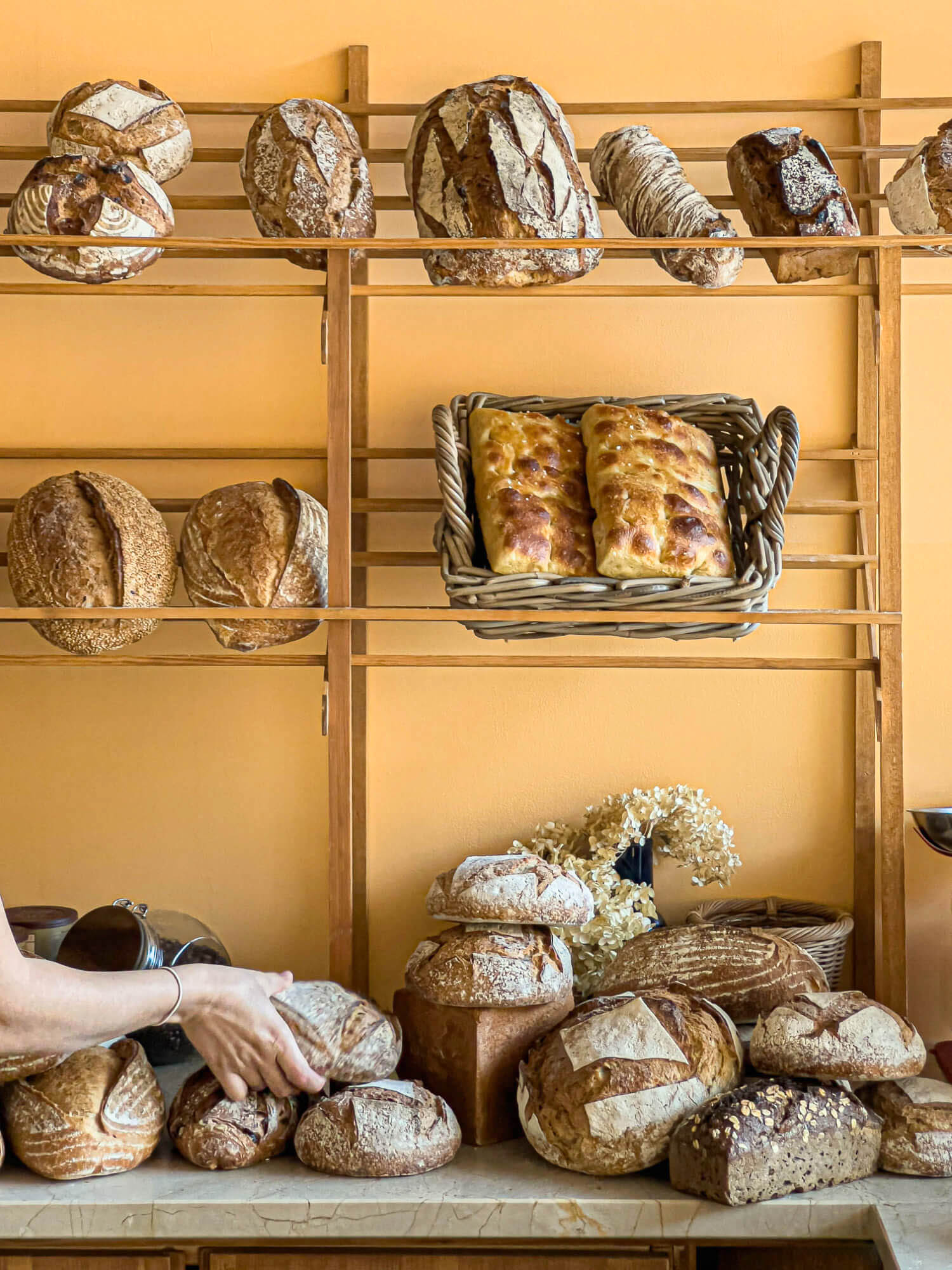 Freshly Baked Bread at Swiss Bakery with Pastel Design