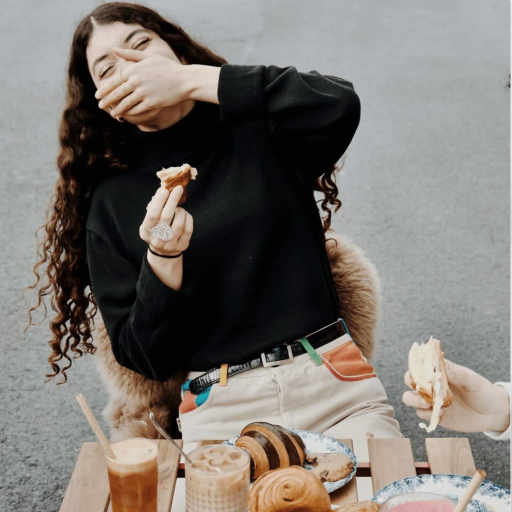 Enjoying a Moment at Swiss Bakery with Pastel Design