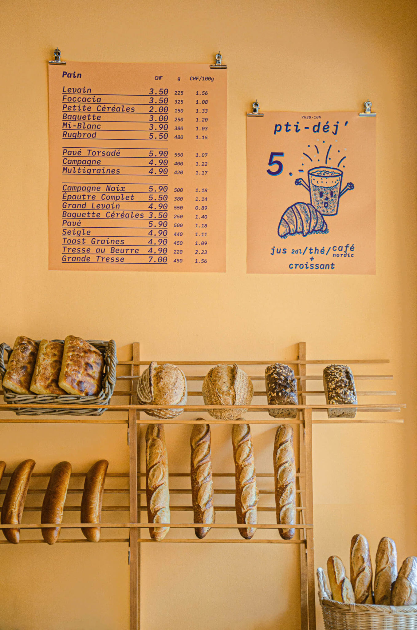 ORANGE Menu at the Swiss Bakery with Pastel Design
