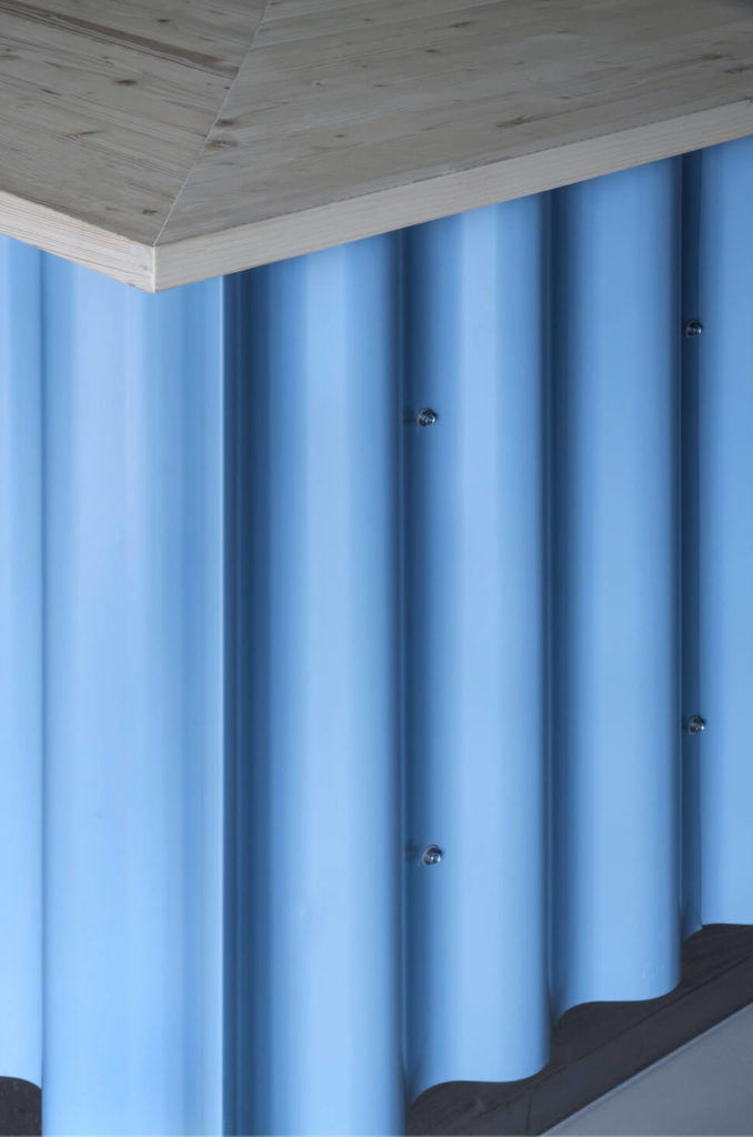 Creative Corrugated Iron Detail at Vortex Restaurant Lausanne